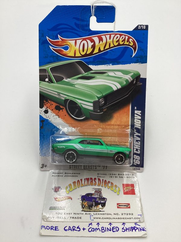 2011 Hot Wheels #82 68 Chevy Nova Green For Discount