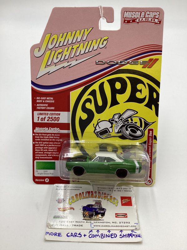 Johnny Lightning Muscle Cars USA Release 1 Version A 1969 1 2 Dodge Coronet Super Bee Green 229F Discount