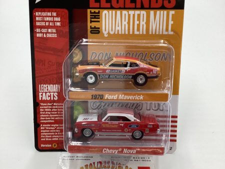 Johnny Lightning Legends of the Quarter Mile Release 2 Version B 1970 Ford Maverick Don Nicholson 1966 Chevy Nova Grumpys Toy 231B For Discount