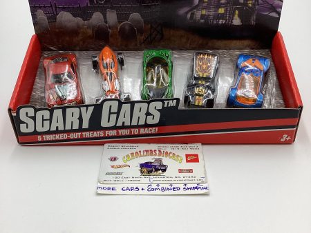 2009 Hot wheels Scary Cars 5 Car Box Set The Demon  Sweet 16 II  Sir Ominous  Pontiac Banshee  Phantom Racer For Cheap