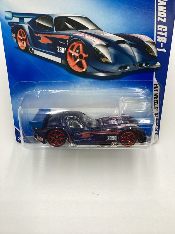 2009 Hot Wheels #070 Panoz GTR-1 Blue Y5 Red Wheels 59B Supply