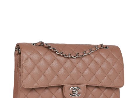 Chanel Medium Classic Double Flap Bag Beige Caviar Silver Hardware Sale