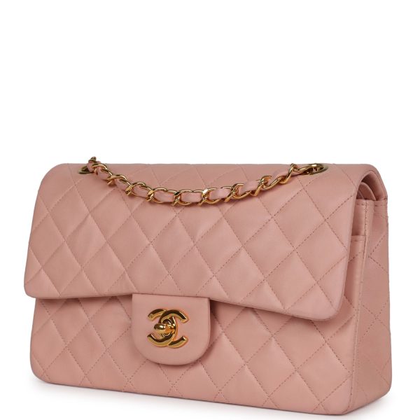 Chanel Vintage Small Classic Double Flap Pink Lambskin Gold Hardware Online now