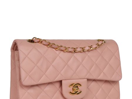 Chanel Vintage Small Classic Double Flap Pink Lambskin Gold Hardware Online now