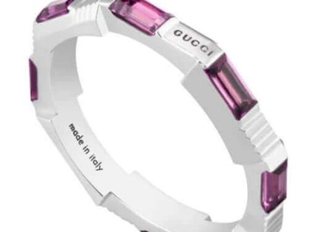 GUCCI Link to Love 18k White Gold & Rubellite Ring YBC662256001 For Cheap