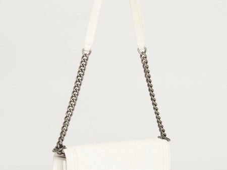 Chanel White Large  Boy Bag With Ruthenium Hardware on Sale