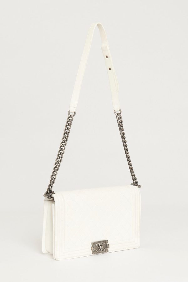 Chanel White Large  Boy Bag With Ruthenium Hardware on Sale