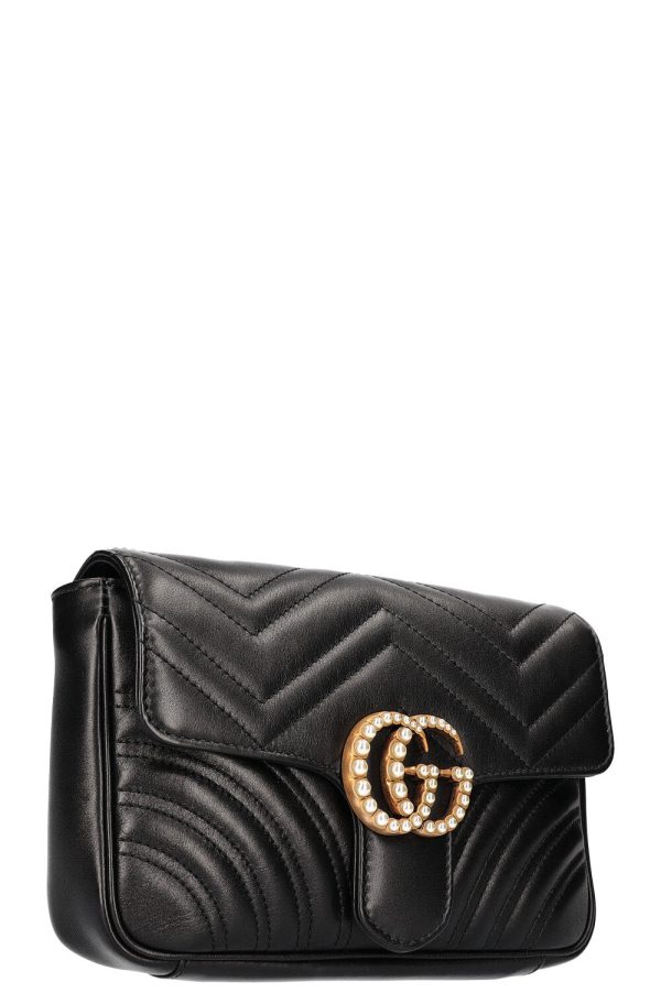 GUCCI Marmont Chain Belt Bag Black Fashion