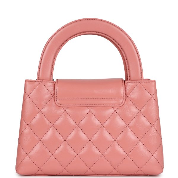 Chanel Small Kelly Shopper Pink Shiny Aged Calfskin Brushed Gold Hardware For Discount