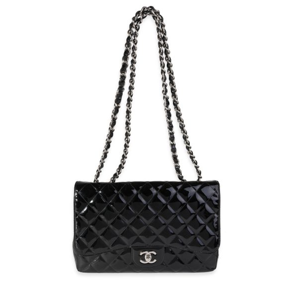 Chanel Black Quilted Patent Leather Jumbo Classic Single Flap Bag Online