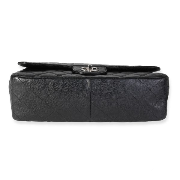 Chanel Black Quilted Caviar Jumbo Classic Single Flap Bag Supply