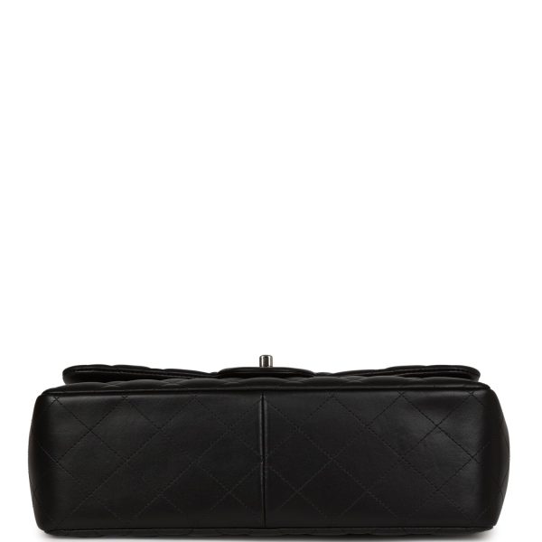 Chanel Jumbo Classic Double Flap Black Lambskin Silver Hardware Hot on Sale