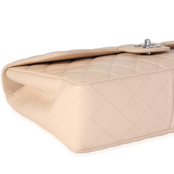 Chanel Beige Quilted Caviar Jumbo Classic Single Flap Bag Supply