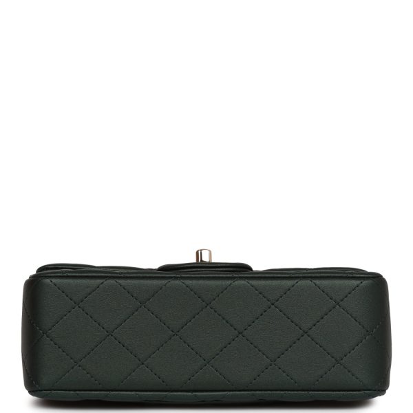 Chanel Mini Rectangular Flap with Top Handle Dark Green Lambskin Light Gold Hardware Online