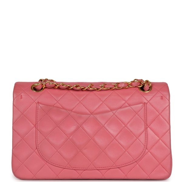 Chanel Vintage Small Classic Double Flap Bag Dark Pink Lambskin Gold Hardware For Cheap