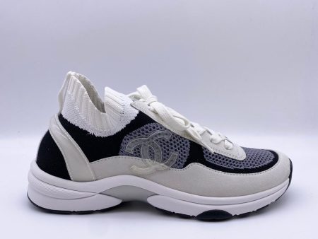 Chanel Fabric & Suede CC Sneakers (Black White) on Sale