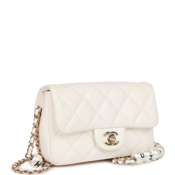 Chanel  My Precious  Flap Bag Imitation Pearl White Lambskin Light Gold Hardware For Sale