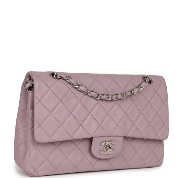 Chanel Vintage Medium Classic Double Flap Purple Lambskin Silver Hardware Fashion