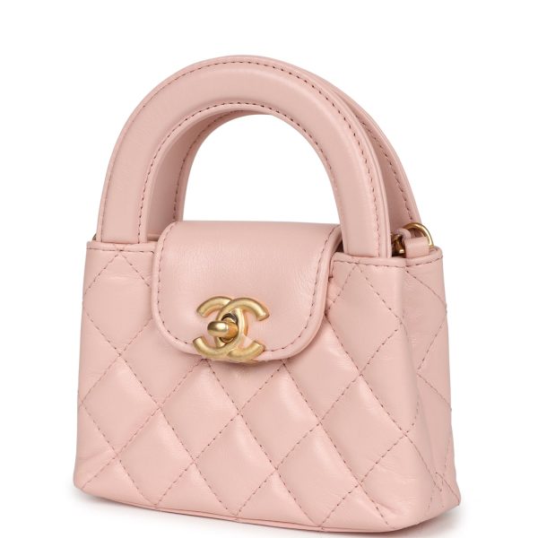 Chanel Nano Kelly Shopper Light Pink Shiny Aged Calfskin Brushed Gold Hardware Online