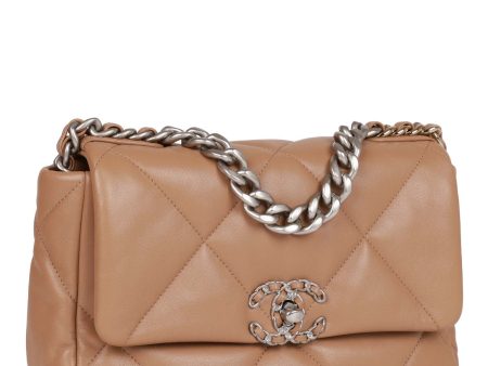 Chanel Medium 19 Flap Bag Dark Beige Calfskin Mixed Hardware Online now