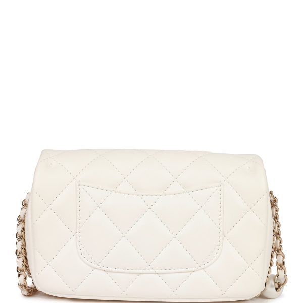 Chanel  My Precious  Flap Bag Imitation Pearl White Lambskin Light Gold Hardware For Sale