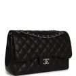 Chanel Jumbo Classic Double Flap Black Lambskin Silver Hardware Hot on Sale