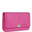 Chanel Boy Wallet On Chain WOC Hot Pink Python Brushed Silver Hardware Cheap