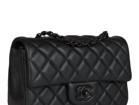 Chanel Mini Rectangular Flap So Black Iridescent Lambskin Black Hardware For Sale