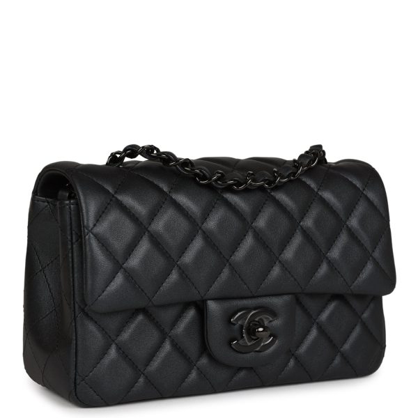 Chanel Mini Rectangular Flap So Black Iridescent Lambskin Black Hardware For Sale