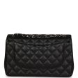 Chanel Jumbo Classic Double Flap Black Lambskin Silver Hardware Hot on Sale