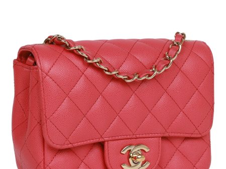 Chanel Mini Square Flap Bag Pink Caviar Gold Hardware For Discount