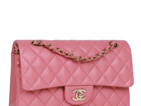 Chanel Small Classic Double Flap Dark Pink Caviar Light Gold Hardware Sale