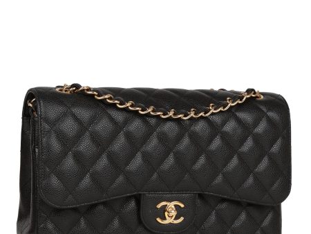 Chanel Jumbo Classic Double Flap Bag Black Caviar Gold Hardware Discount