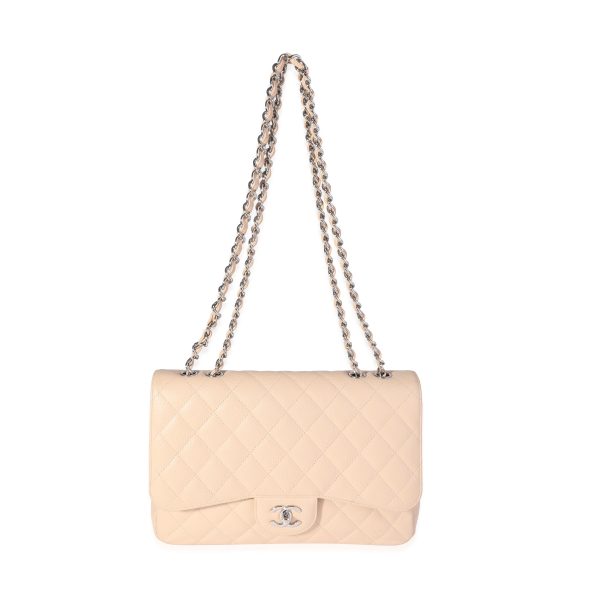 Chanel Beige Quilted Caviar Jumbo Classic Single Flap Bag Supply