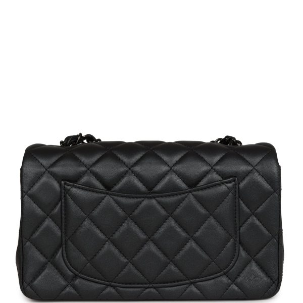 Chanel Mini Rectangular Flap So Black Iridescent Lambskin Black Hardware For Discount