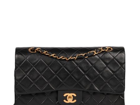 Chanel Black Quilted Lambskin Vintage Medium Classic Double Flap Bag on Sale