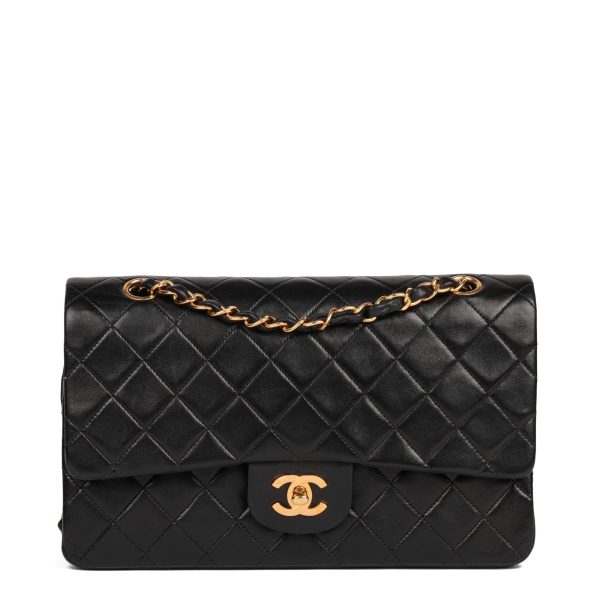 Chanel Black Quilted Lambskin Vintage Medium Classic Double Flap Bag on Sale