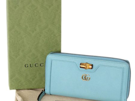 Gucci bamboo long wallet turquoise 658634 Cheap