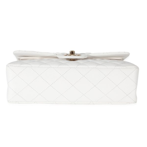 Chanel 23C White Caviar Small Classic Double Flap Bag on Sale