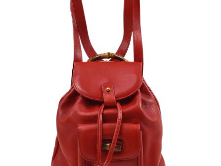 GUCCI Bamboo Line Backpack Hand Bag Red JT07217j For Discount