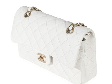 Chanel 23C White Caviar Small Classic Double Flap Bag on Sale