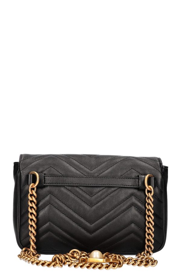 GUCCI Marmont Chain Belt Bag Black Fashion