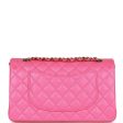 Chanel Medium Classic Double Flap Bag Hot Pink Caviar Gold Hardware For Sale