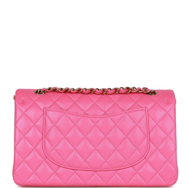 Chanel Medium Classic Double Flap Bag Hot Pink Caviar Gold Hardware For Sale