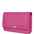 Chanel Boy Wallet On Chain WOC Hot Pink Python Brushed Silver Hardware Cheap