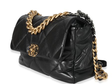 Chanel Black Quilted Goatskin Chanel 19 Flap Bag Sale