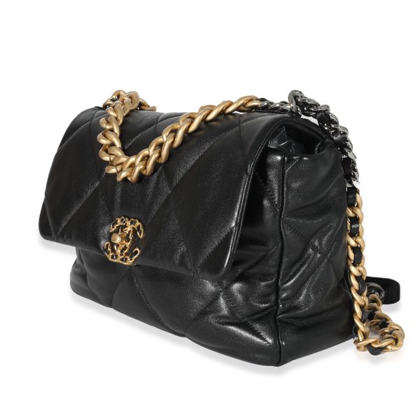 Chanel Black Quilted Goatskin Chanel 19 Flap Bag Sale