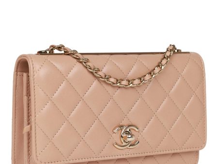 Chanel Trendy CC Wallet on Chain WOC Beige Lambskin Gold Hardware Discount