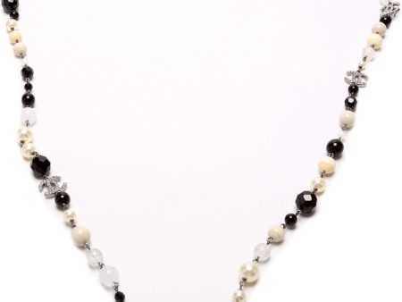 Chanel CC Crystal Faux Pearl Bead Long Necklace Discount