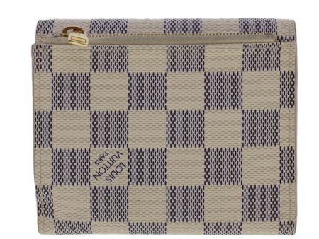 LOUIS VUITTON Damier Azur Portefeuille Anais Trifold Wallet N63241 40180 For Sale